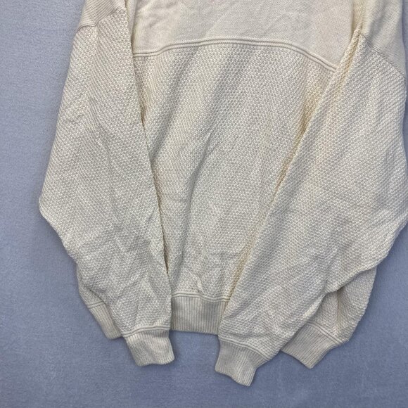Vintage 90s SFKM Baggy Mockneck Mens Sweater XL Cream White Relaxed Fit USA Made - Picture 3 of 14